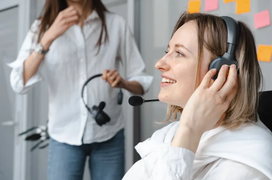 Call centre agents working on a logistics firm outreach project